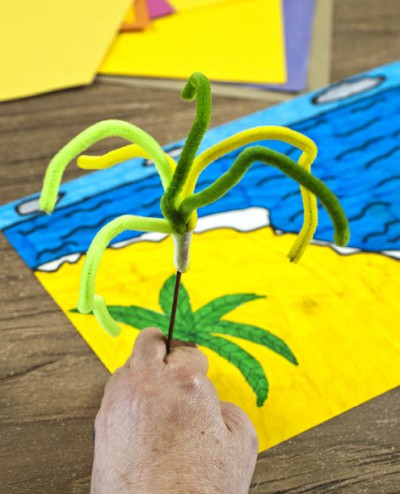Pipe cleaner palm tree on desert island picture