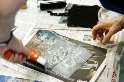 Ink rolling a butterfly image