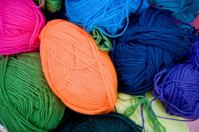 Different coloured balls of wool