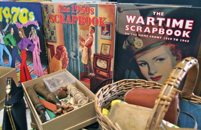 Collection of items from reminiscence session including scrapbooks